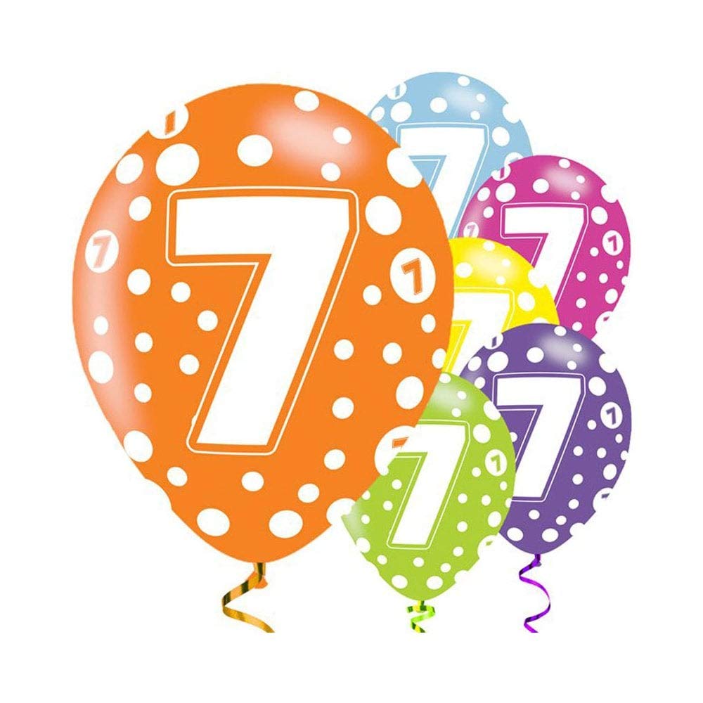 amscan 9900660 Assorted 7th Birthday Latex Balloon Party Decoration-6 Pcs