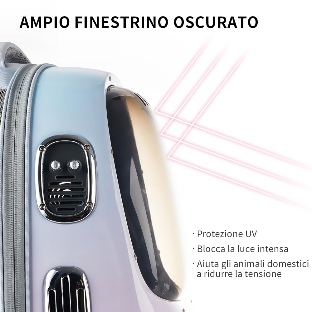PETKIT Zaino da Viaggio per Gatti e Cuccioli, Trasporto con Ventole e Luci Integrate, Ben Ventilato, Comodo e Leggero per Animali Domestici (Rose)