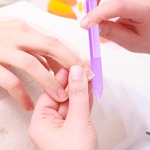 Miniatura 4 de SILPECWEE Juego de 3 empujadores de cutículas de vidrio de cristal, lima de uñas de doble cara, herramienta removedor de cutículas para uñas,