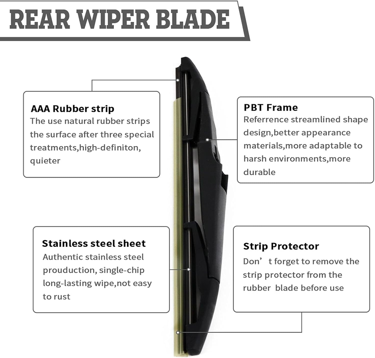 Rear Wiper Arm & Blade Kit,Exact-Fit Replacement for 2022-2024 Chevrolet Chevy Equinox GMC Terrain,OEM-Style Fit,Easy Install in Minutes,Complete Hardware Included (Cap/Nut),Streak-Free Wipe