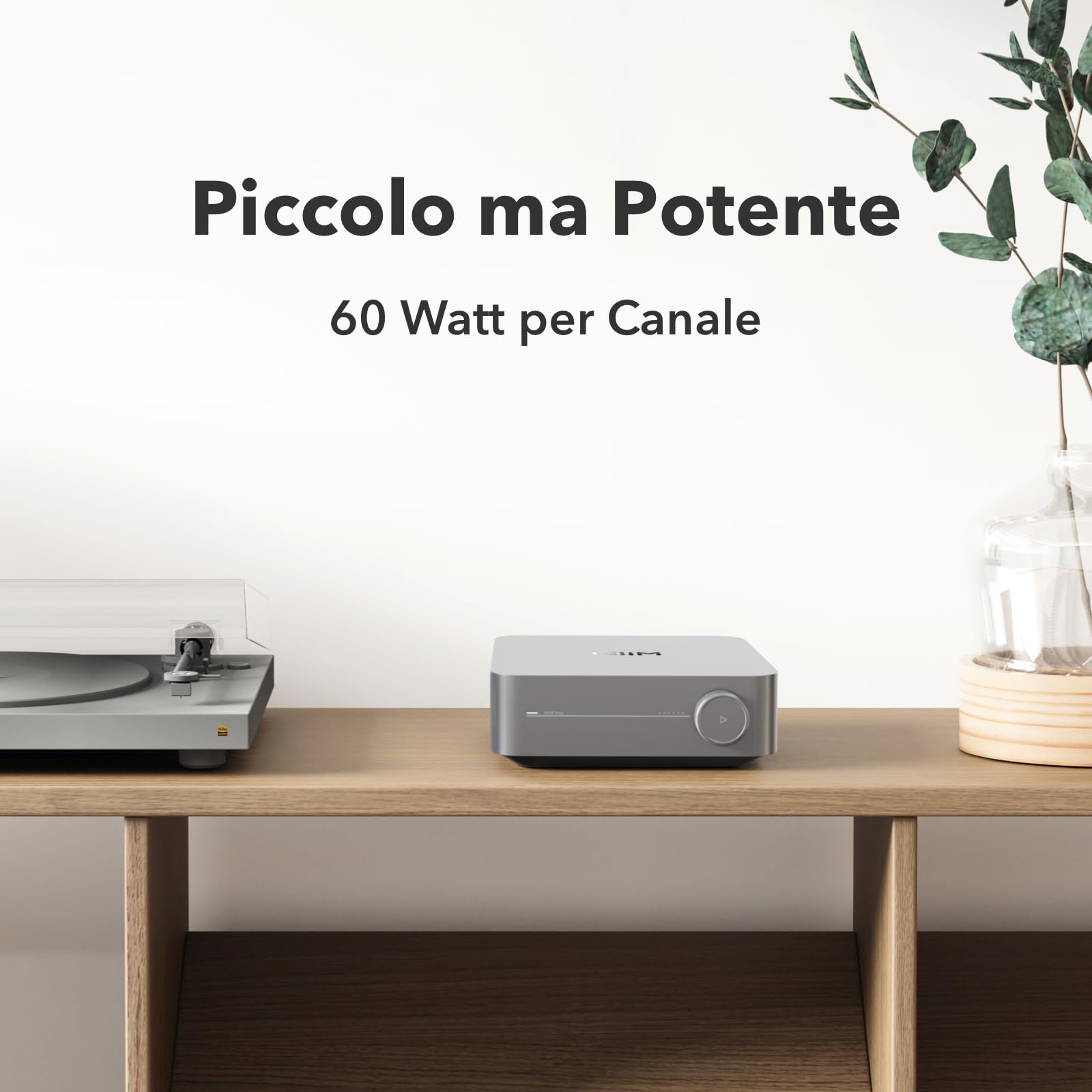 WiiM Amp Amplificatore Streaming Multiroom AirPlay Google Cast Alexa HDMI Controllo Vocale Grigio Spazio