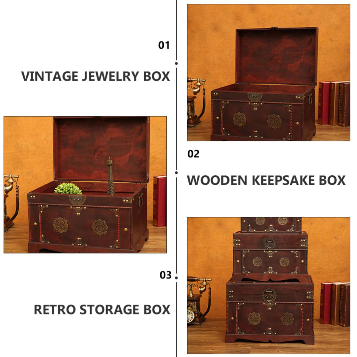 Operitacx Vintage Aufbewahrungsbox und Legierung Braun Retro Schmuckkästchen zur Dekoration und Aufbewahrung für Zuhause und Bastelbedarf