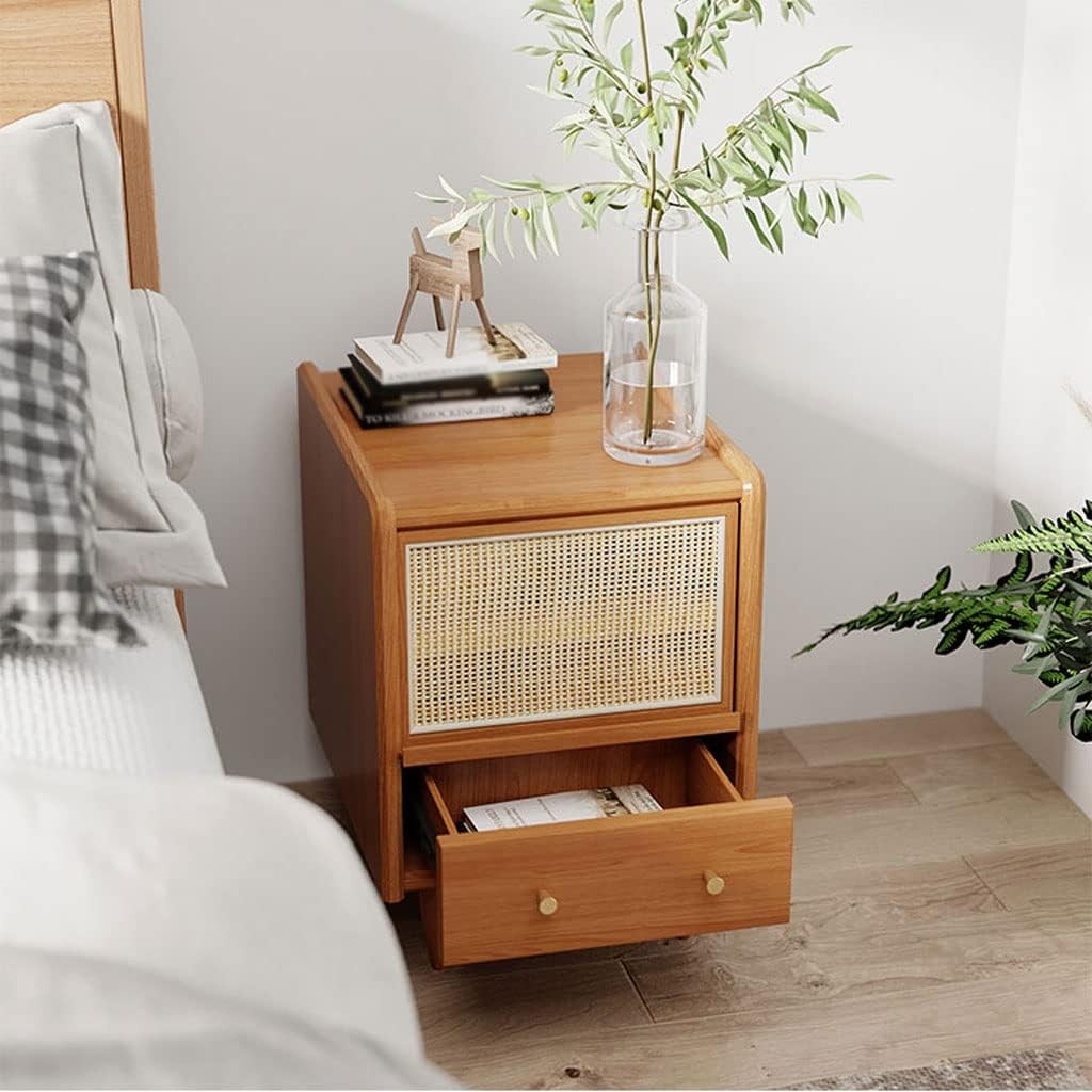 Nightstand Wood Bedside Cabinet Japanese-Style Storage Cabinet Living Room Bedroom Bedside Cabinet Storage Cabinet Storage Drawer Rack Bedside End Table