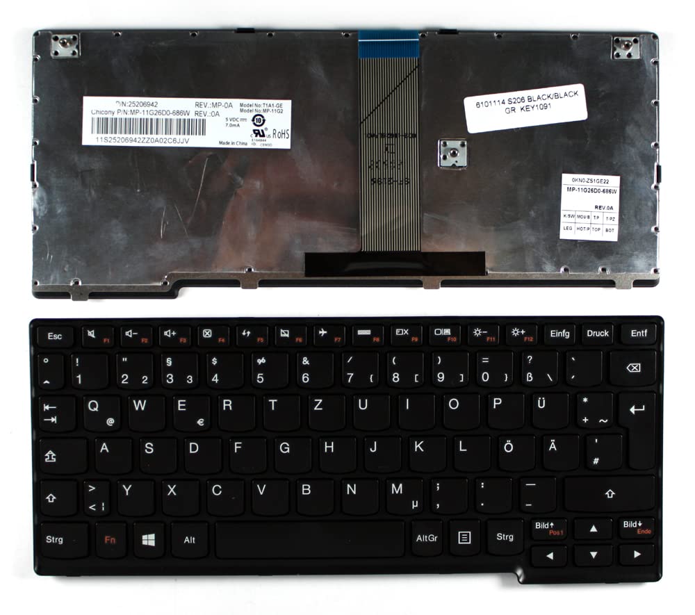 Clavier PC portable Keyboards4Laptops noir avec cadre version allemande