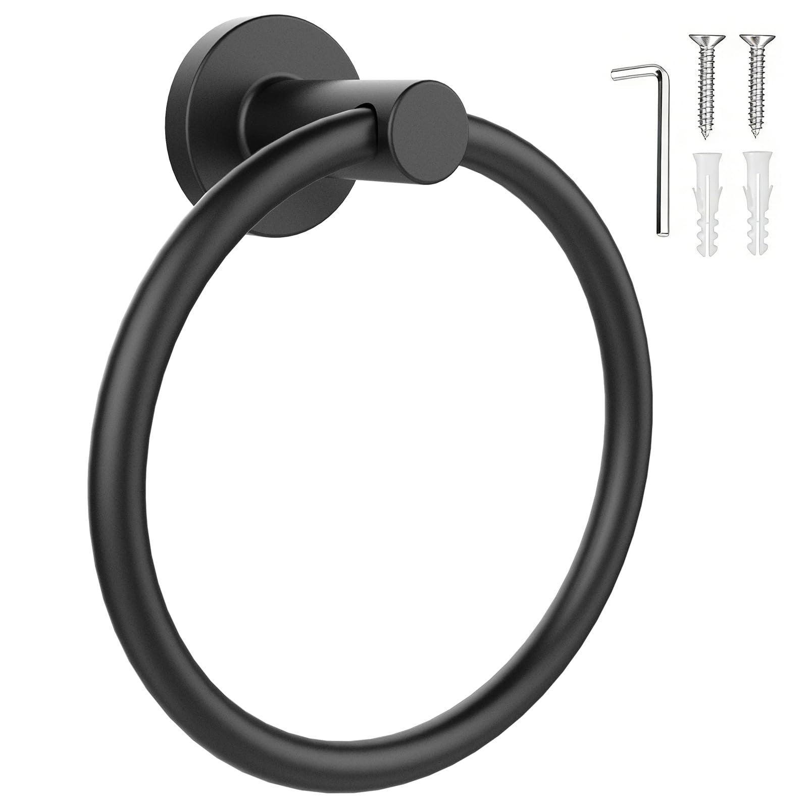 SetSail Towel Holder for Bathroom Wall Matte Black Towel Ring Stainless Steel Hand Towel Holder Heavy Duty Towel Hanger for Bath, Kitchen