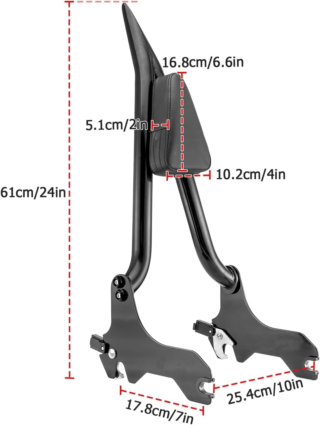 Mofun 24" Height Sissy Bar Passenger Backrest Compatible with Harley Softail Street Bob FXBB Deluxe FLDE Slim FLSL Heritage Classic FLHC/S Standard FXST 2018-2025 Gloss Black