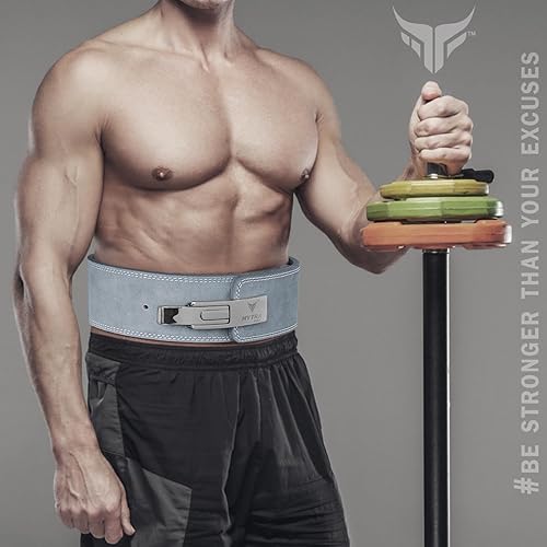 Vista 3 de Mytra Fusion Cinturón de levantamiento de pesas para hombres y mujeres, cinturón de gimnasio de 0.394 in de grosor y 4 pulgadas de ancho, cinturón