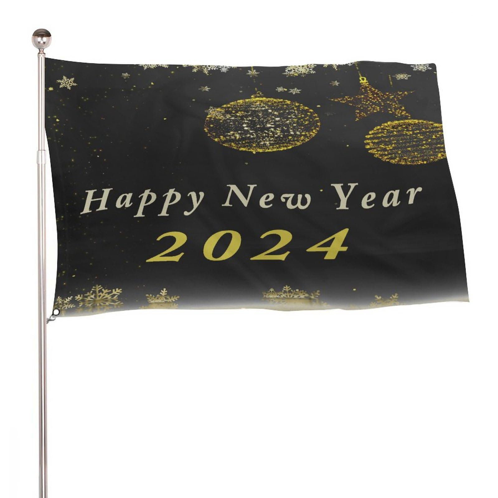 Drapeau Nouvel An 1,5x2,4m pour décoration de fête extérieure géante
