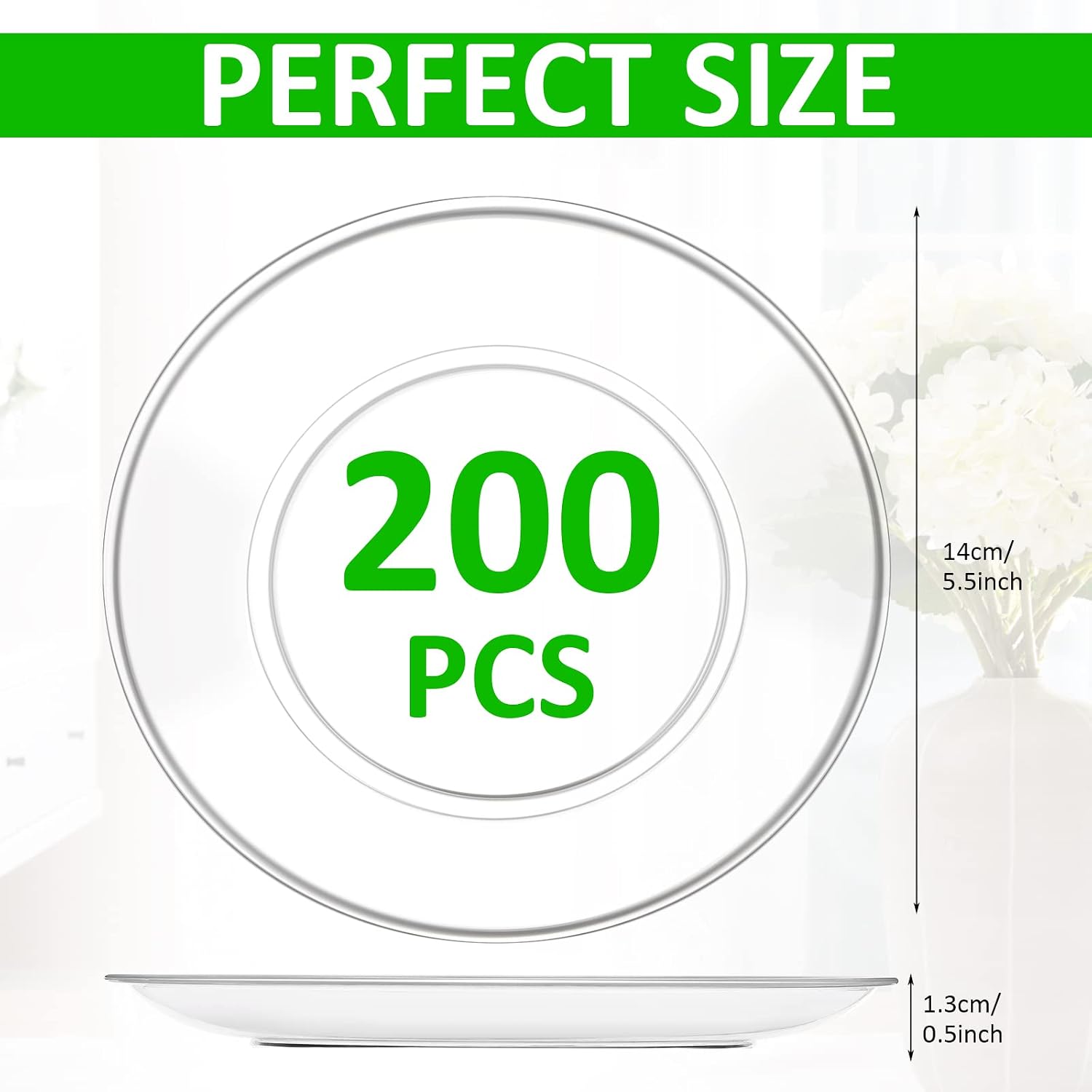 Mimorou 200 Pcs Clear Plastic Dessert Plates 5.5 Inch Disposable Cake Plates Small Party Dishes Bulk Clear Round Dishes for Wedding Dinner Appetizers BBQ Travel Catering Events