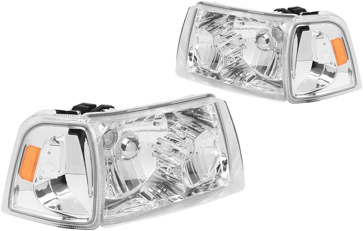 PM PERFORMOTOR Clear Lens Amber Corner Pair of Headlights Compatible with 01-11 Ford Ranger, PMHL-FRAN-0111-OH-BA