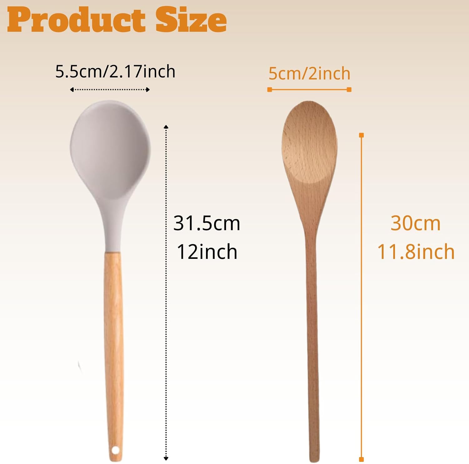 Peraonalized Wooden Stirring Spoon and Soup Ladle Set, Custom Engraved with Name & Text, Kitchen Utensil Set for Cooking, Mother's Day, Father's Day, Birthday, Housewarming Gift