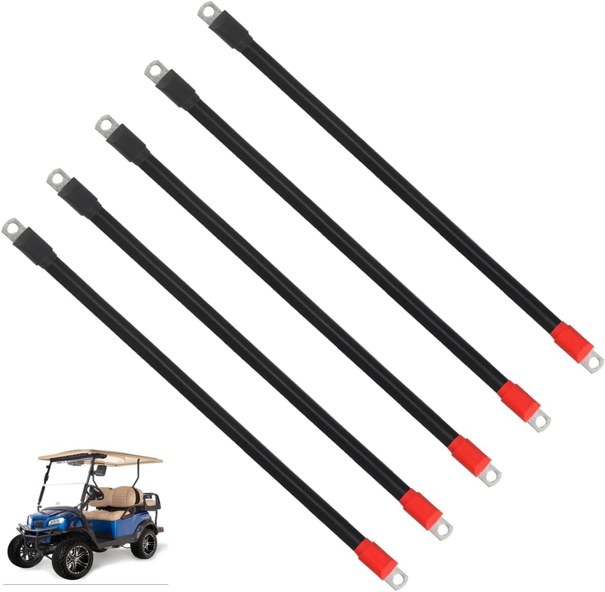 Golf Cart Battery Cable，HKOO Golf Cart Battery Cable Set for Club Car DS 1995-Up 48 Volt 4 Gauge (Set of 5)