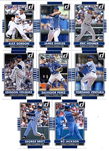 2015 Donruss Baseball Cards Kansas City Royals Series 1 Team Set of 8 Cards: Eric Hosmer, James Shields, Alex Gordon, Yordano Ventura, Salvador Perez, Edinson Volquez, George Brett, Bo Jackson