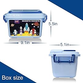 Gifts2U Magnetic Rockets Toy, Magnetic Blocks Stacking Robots for Kids Construction Learning with Storage Box,STEM Educational DIY Puzzle Playset Gift for Boys Girls Toddlers Ages 3 4 5 6