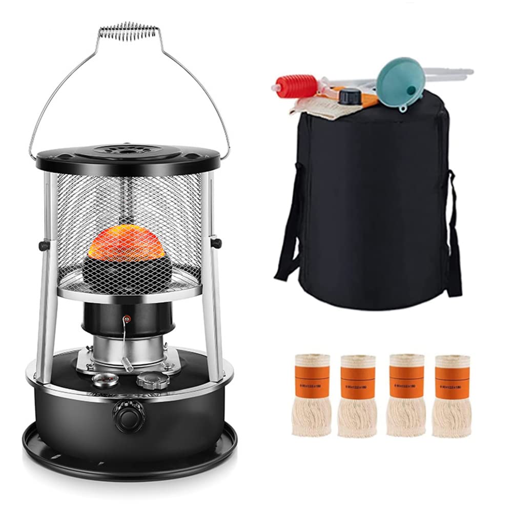 Riscaldatore a Cherosene per Interni Regolabile in Altezza 3.9000 BTU/H, riscaldatore Portatile per fornelli a Cherosene per Esterni con 4 stoppini, per Campeggio/Patio/terrazza/casa, 4,5 l (B 2)