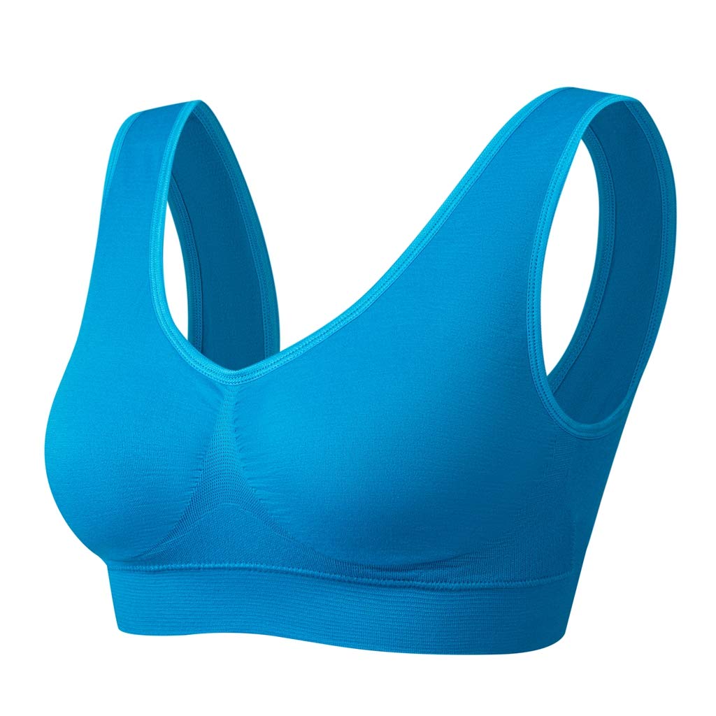 Sujetador sin Hilos para Mujer con Almohadillas extraíbles, Paquete de 5: Negro, Nude, Azul, Vino Rosa, Large