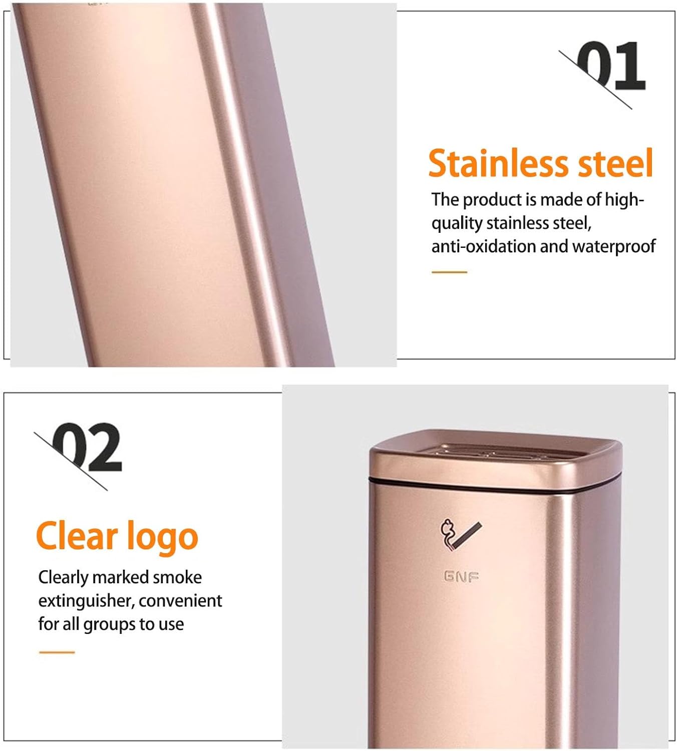 Outdoor Standing Ashtray,Stainless Steel Floor Standing Ash, Smokeless Ashtray for Home Patio Cigarettes Ash Butt Disposal, Windproof Cigarette Butt Receptacle(Silver)