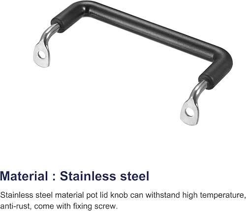 Miniatura 4 de MECCANIXITY Mango lateral de repuesto para sartén de acero inoxidable, mango de olla de freír, color negro, plateado, 4.252 x 3.740 in, paquete de 2