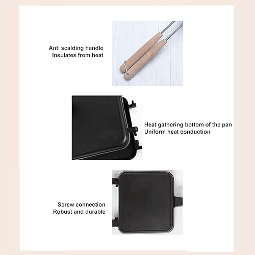 Miniatura 6 de Double Sided Frying Pan, Aluminum Alloy Pancake Maker 2 X Handle Pancake Skillet Stainless Steel Evenly Heated and Can Be Safely Used for Gas Ovens