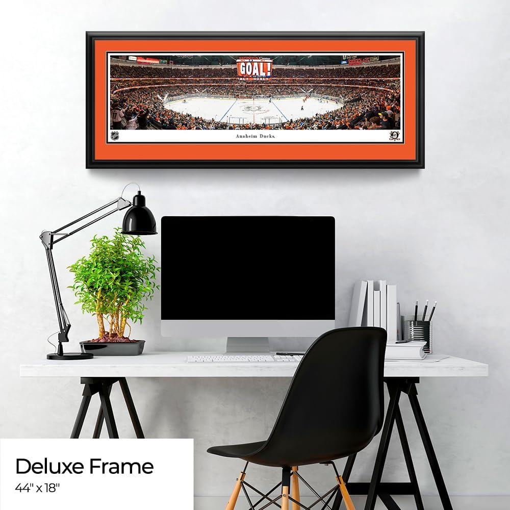 Anaheim Ducks - Double Mat, Deluxe Framed Picture by Blakeway Panoramas (44"W x 18"H)