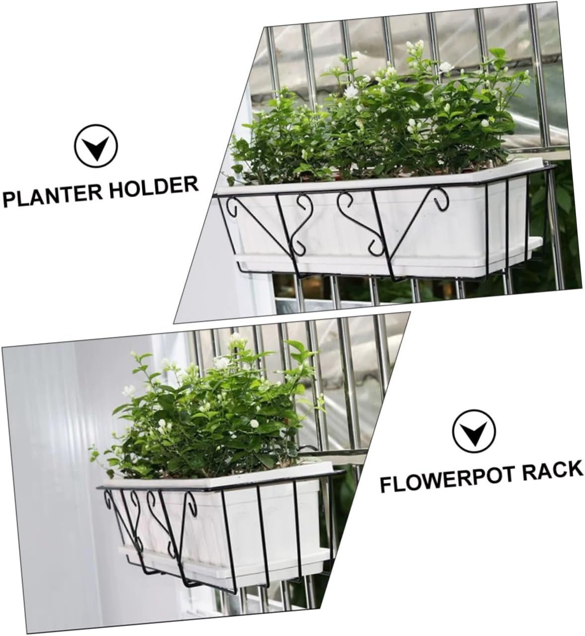 SUPVOX 2Pcs Durable Balcony Flowerpot Rack Premium Hanging Plant Stand for Railing Display Sturdy Flowerpot Bracket for Orchids Other Plants Long
