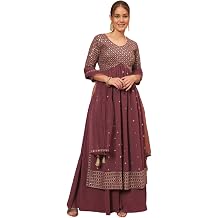 Shopping Queen Womens Georgette Embroidered Kurta set with Dupatta