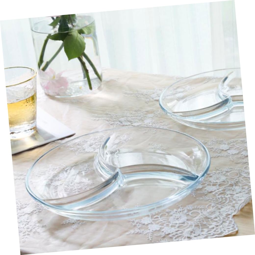 Ciieeo Assiette à Compartiments en Verre Trempé, 3 Sections, Assiette de Petit-déjeuner Pratique pour Hôtels et Restaurants