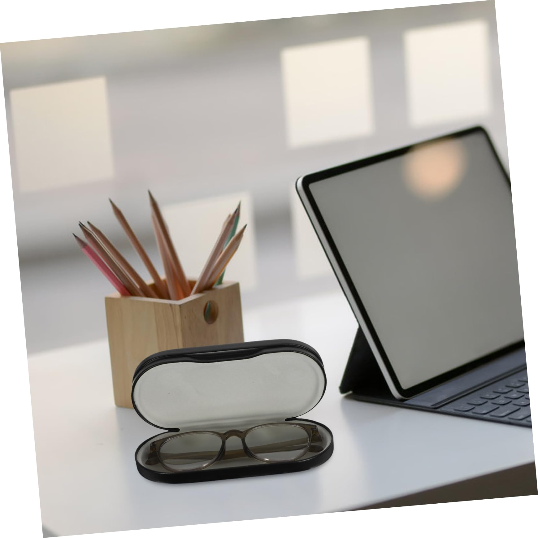 Estuche Negro para Contacto de Pequeño, Doble Lentes Capa Portátil