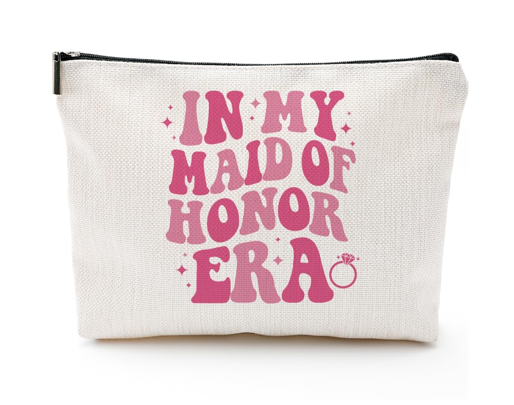 In My Maid of Honor Era Canvas Makeup Bag Bridesmaid Gift Bag Bridal Party Accessories for Wedding Bachelorette