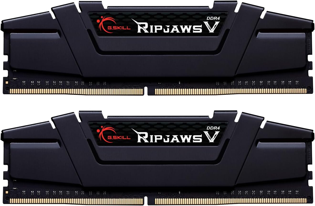 G.SKILL RipjawsV Series DDR4 RAM (XMP) 16GB (2x8GB) 3200MT/s CL16-18-18-38 1.35V Intel AMD Desktop Computer Memory U-DIMM - Black (F4-3200C16D-16GVKB)