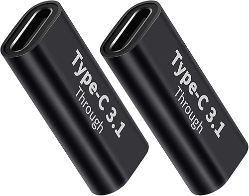 BOLS Adaptador USB C hembra a hembra (2 piezas), soporta carga rápida y extensión de transferencia de datos, hasta 10 GBbps Rate..