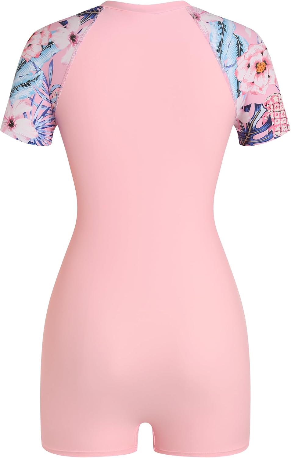 ZAFUL Women's Short Sleeves Rash Guard Boyleg One Piece Swimsuit Zipper Surfing Bathing Suit UPF 50+