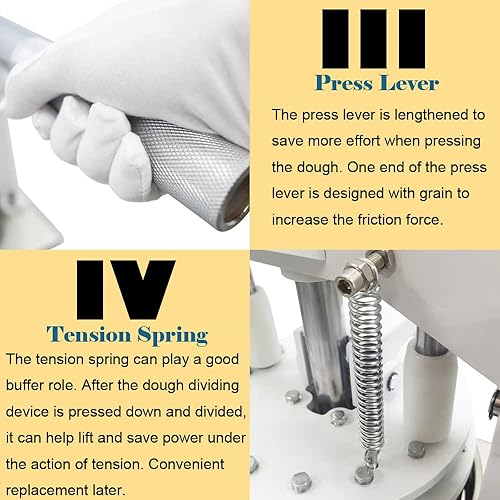 Miniatura 3 de HayWHNKN Divisor de masa, 12 piezas, cortador de masa de 3.17 oz-16.93 onzas, máquina de hacer corte de bolas de masa manual comercial hidráulico