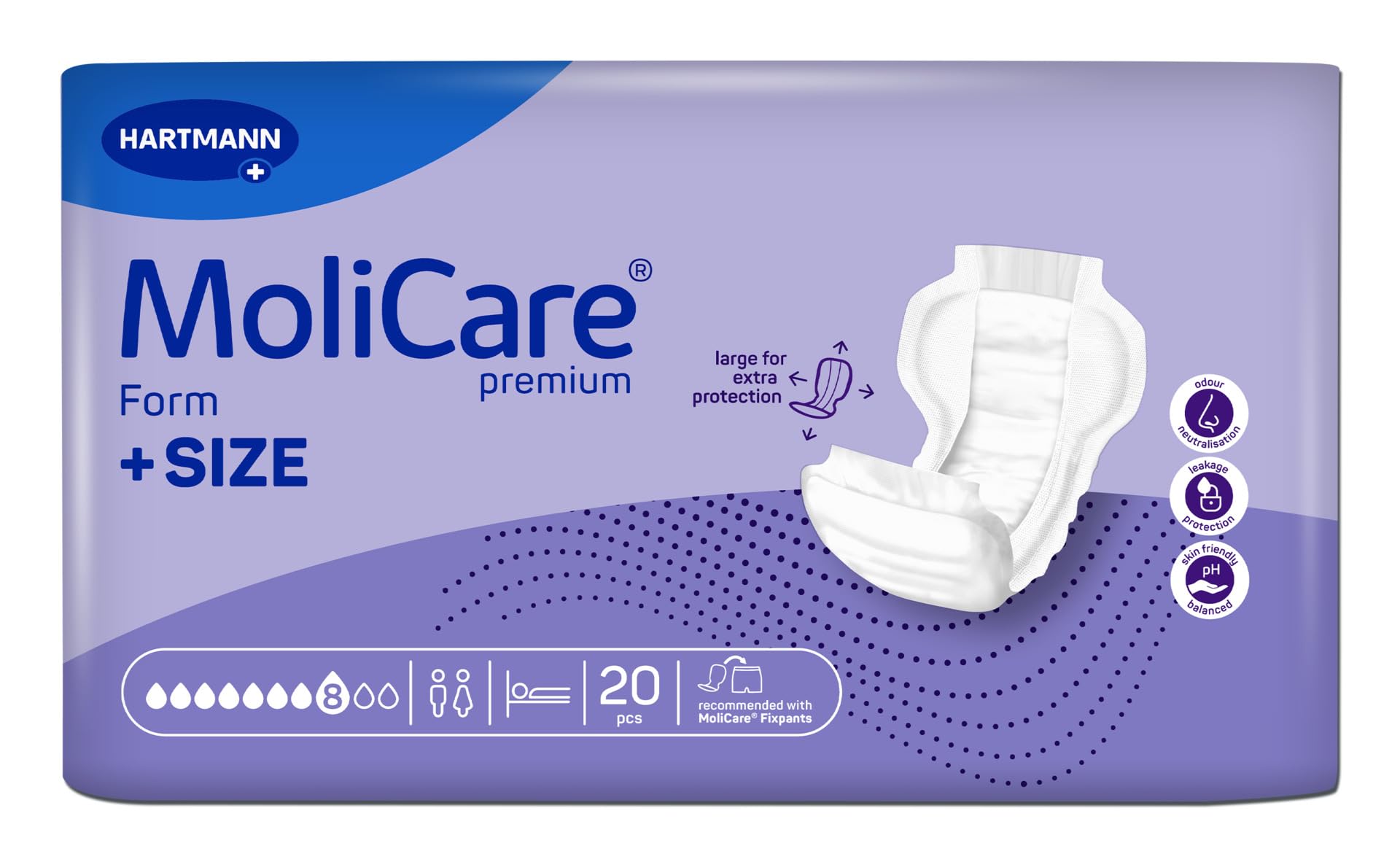 MoliCare Premium Form +Size 8 Inkontinenzvorlage – extragroß, 20 Stück, kompatibel mit Fixpants