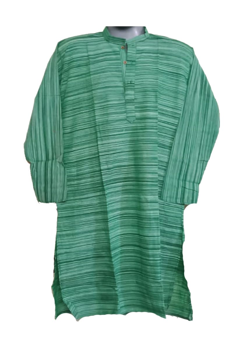 ekok Pure Cotton Khadi Punjabi Traditional Punjabi Kurta for Men | Punjabi Trendy Look (Green, 40)-picture-27