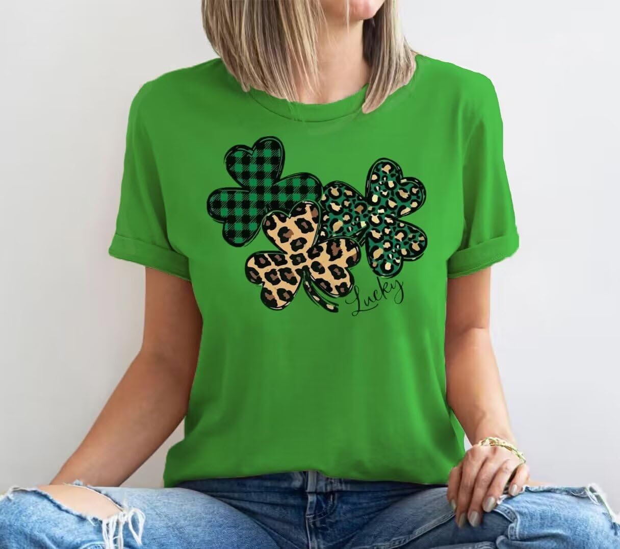 St Patricks Day Shirt Women Lucky Irish Shamrock Graphic Tees Casual Holiday Short Sleeve Tops - Image 3