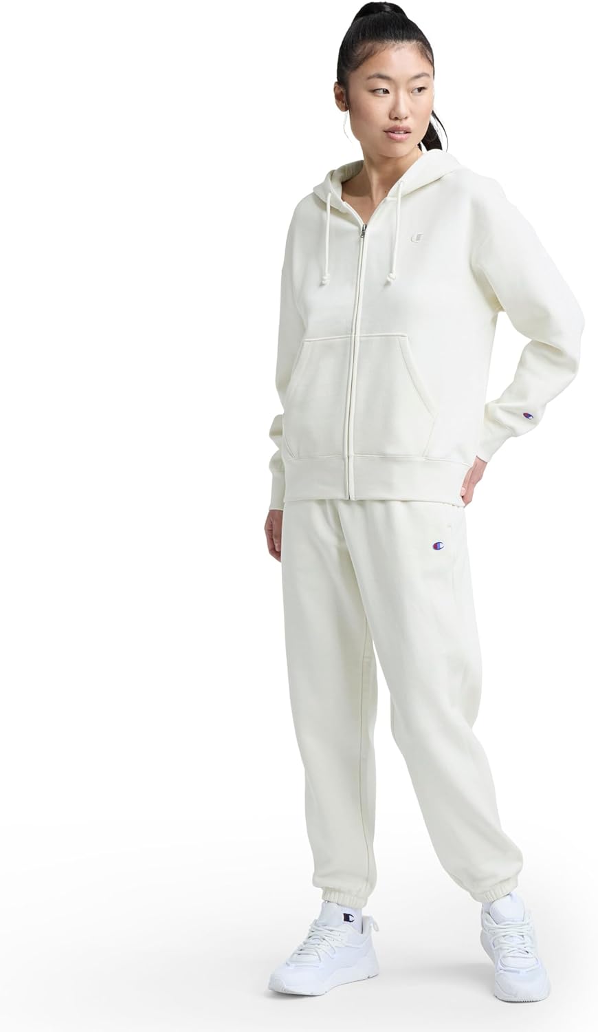 Champion Women's Full Zip Fleece Hoodie, Loose Fit, Midweight, C Logo, Available in Regular and Plus