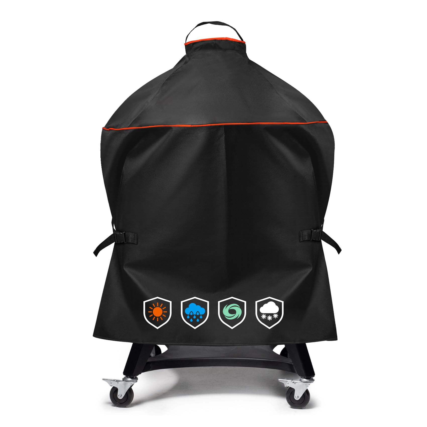 Housse de barbecue robuste 600D pour barbecue Kamado Joe KJ15080320 Kettle Joe et autres barbecues à charbon de bois de 55,9 cm avec tailles similaires, 71,1 cm de diamètre x 99,1 cm de