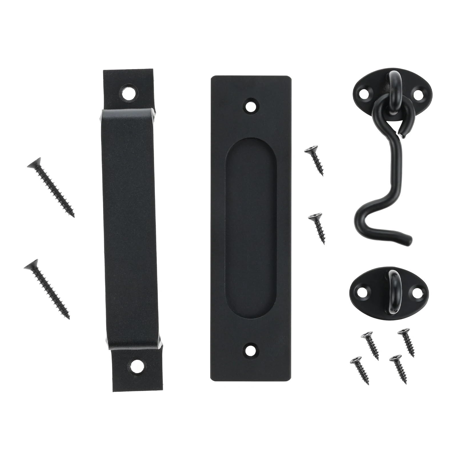 Juego de herrajes para puertas corredizas y manija de madera empotrada al ras