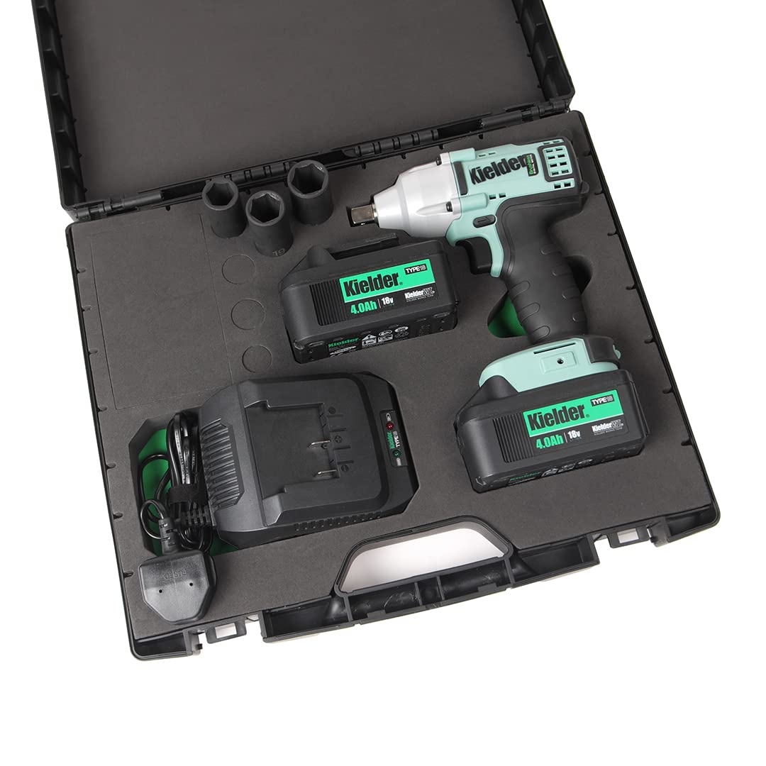 Expert Review:⭐ Kielder 3 Battery Bundle Box: 18v Brushless TYPE18 1/2" 700Nm Impact Wrench & 3/8" 60Nm Ratchet, With 1 X 4.0Ah, 2 X 2.0Ah, Charger, 1/2" & 3/8" Impact Sockets - View #9