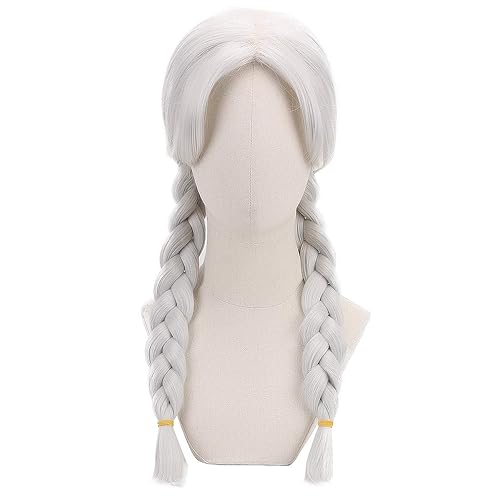 Miniatura 2 de PARTYZONE - Peluca de cosplay trenzada blanca con trenzas, pelucas de anime para mujer, pelucas sintéticas para fiestas, juegos de rol, peluca de
