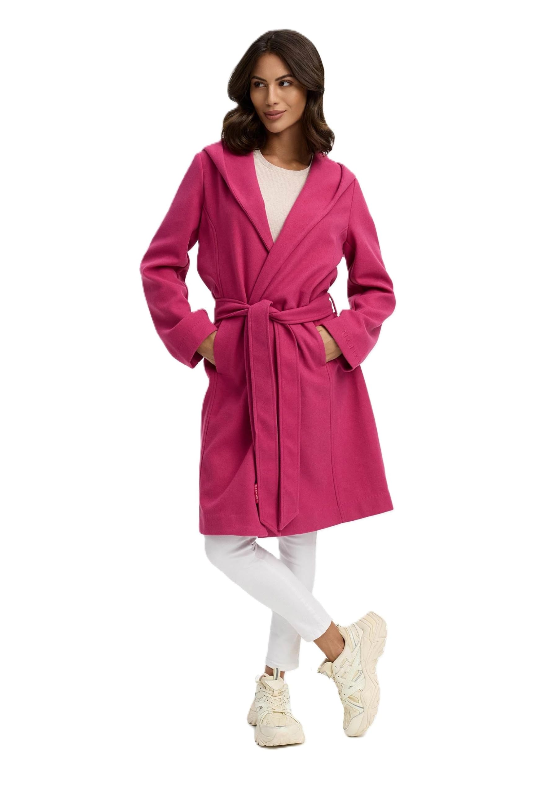 MARIKOO Cappotto da donna per le mezze stagioni (XS-3XL) – Elegante cappotto con cintura in vita, cappuccio oversize, giacca calda da donna – N046