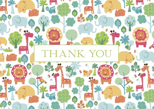 Caspari Entertaining Calico Zoo Thank You Notes, 8-Pack