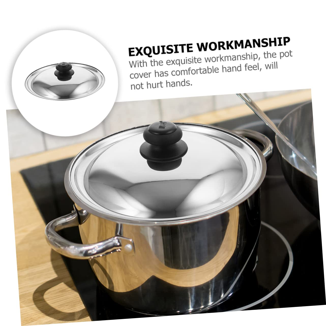 Hemoton Couvercle de casserole universel de 30 cm avec bouton rond, couvercle de rechange en acier inoxydable pour ustensiles de cuisine à la maison