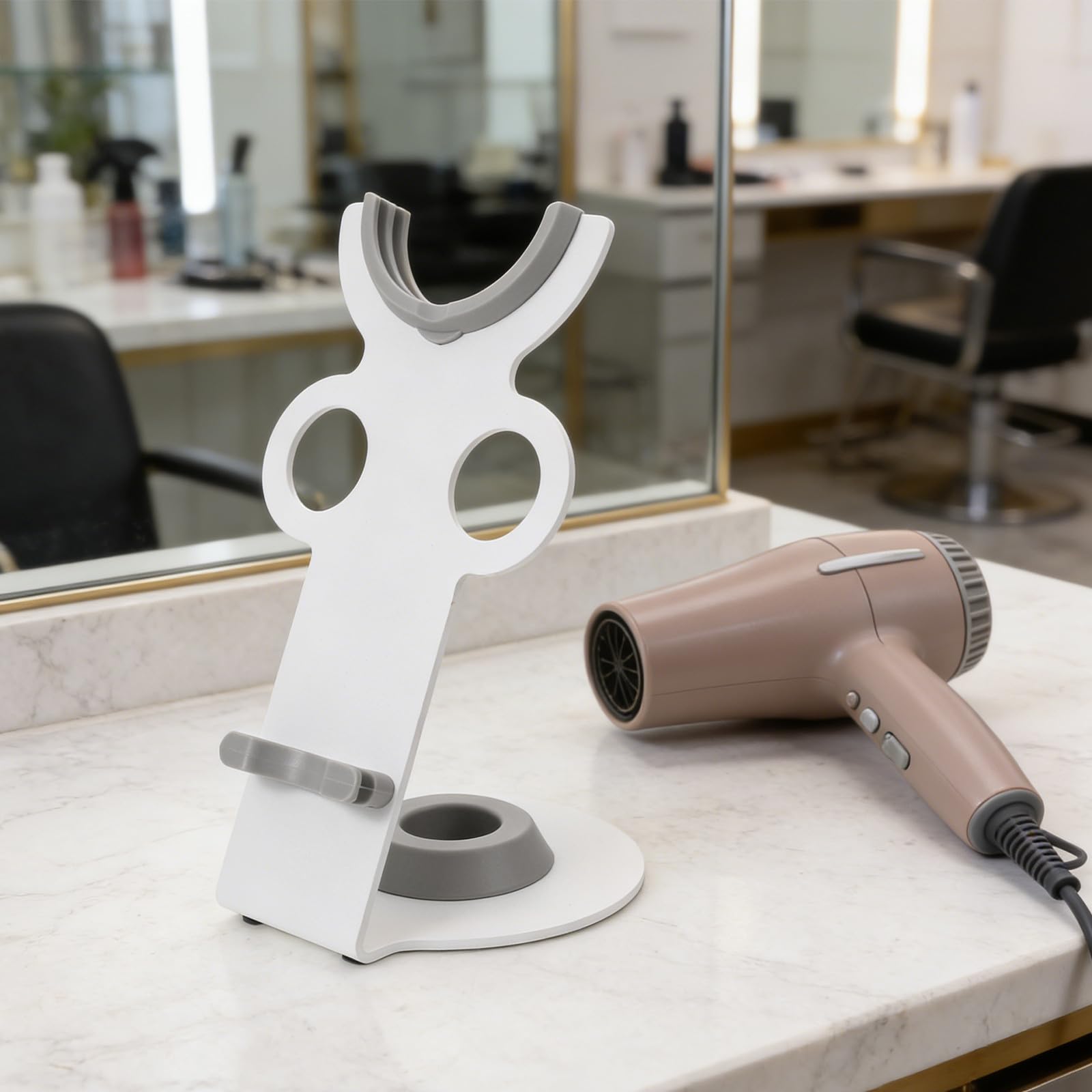 TOYANDONA Soporte Organizador para Secador de Pelo, Soporte Vertical de Encimera, Metal y Plástico, Plata, para Estación de Salón y Mostrador, sin Taladro