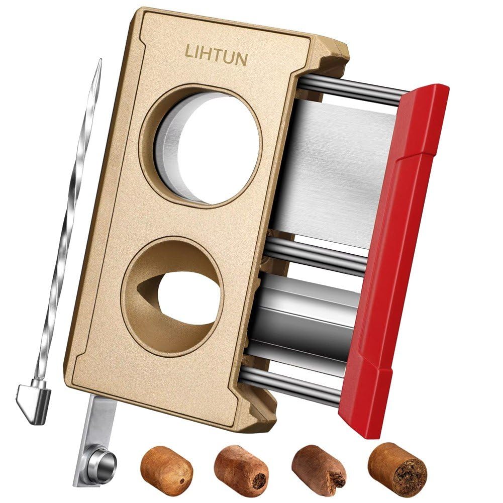 Zigarrenschneider, Doppelklingen-zigarren-Guillotine Aus Edelstahl, Zigarrenschneider Klinge, 4-in-1- Geradem Schnitt Und Zigarrenstanze, Zigarrenzugverstärker