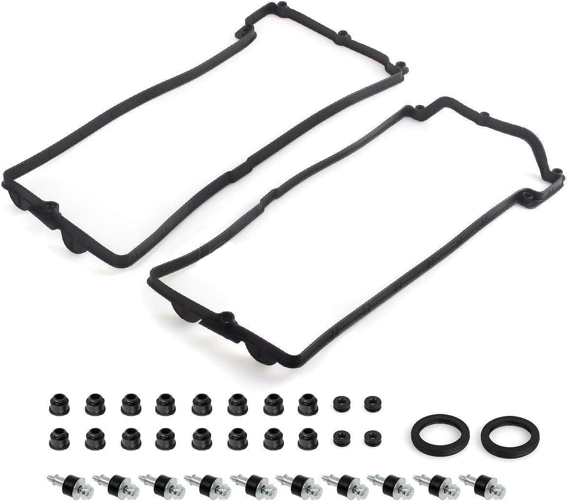 Ensun Engine Valve Cover Gasket Set Left & Right w/Grommets Compatible with N62B48 Engine 545i 550i 645Ci 650i 745Li 750i 750Li X5 Alpina B7 4.8L V8 11127513194 11127513195