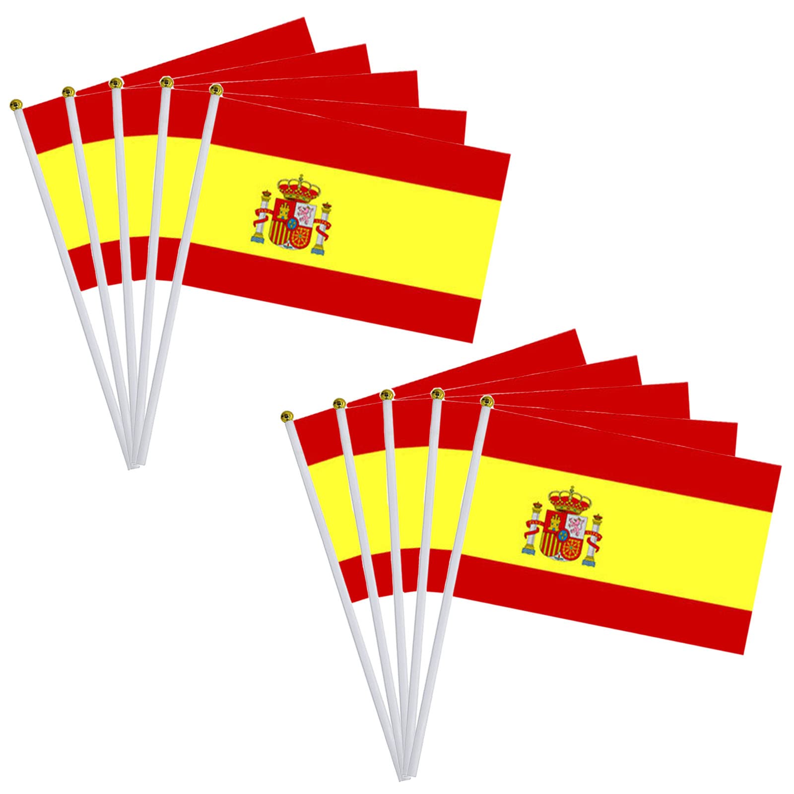 10pcs Mini Spain Handheld Flags Stick Flags, Small Spain Flags on Sticks for World Cup Decorations 2022 Spain Cheering Flags, Spain Fans Hand Flags for Bar Restaurant Party Supplies