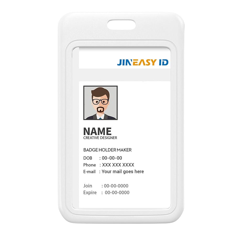 Amazon.com : JINEASY ID 2 Pack White Hard Plastic ID Badge Amazon.com : JINEASY ID 2 Pack White Hard Plastic ID Badge