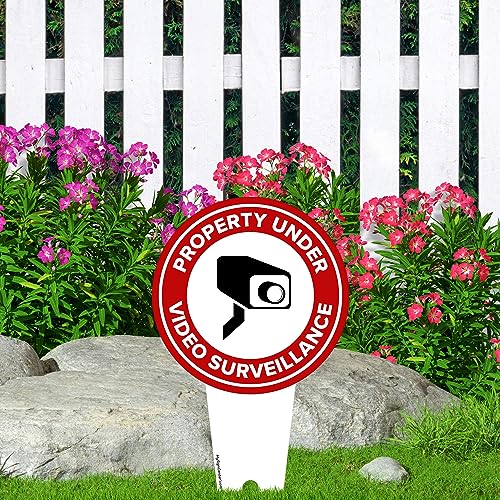 Image of Property Under Video Surveillance Sign, 7x13, Heavy Duty Integrated Ground Stakes, Indoor /Outdoor Use, Rust Free Aluminum Composite, Made in USA by My Sign center